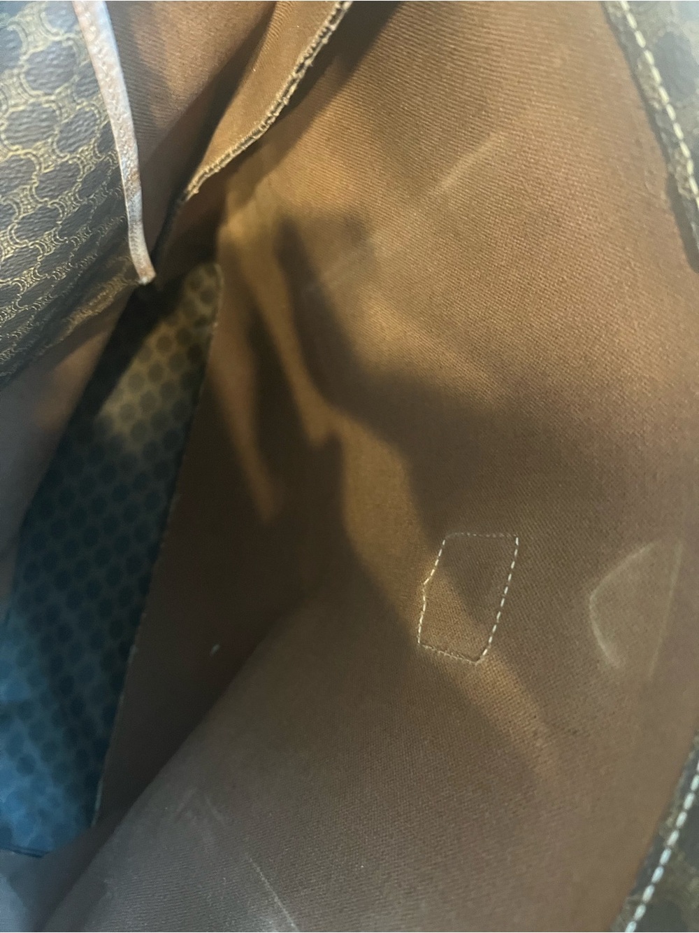 Celine Dark Brown Monogram Canvas Tote with Tan Leather Trim - Picture 8 of 13